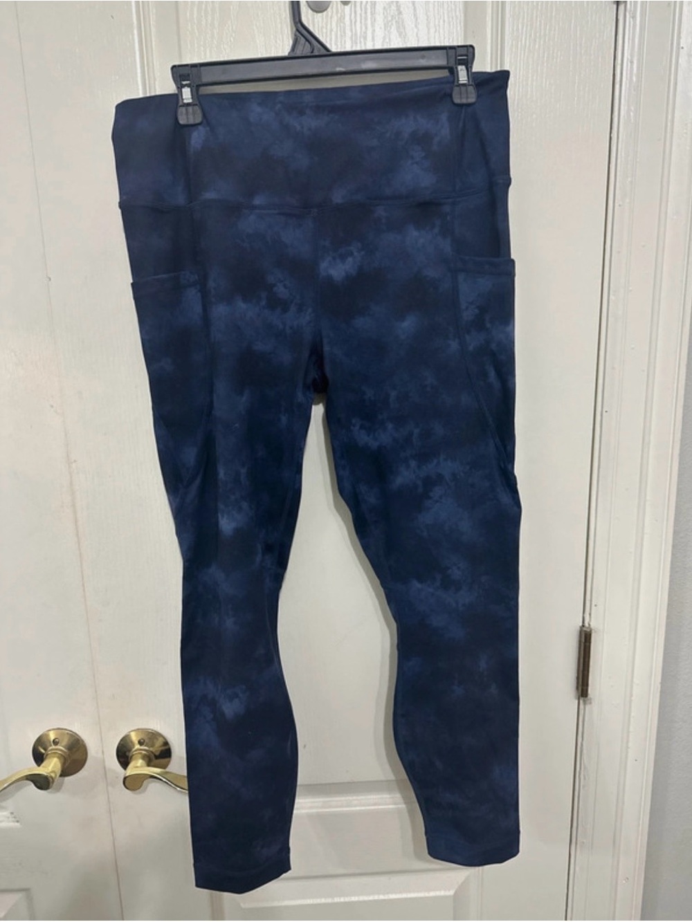 Navy Tie-Dye Active Leggings with Side Pockets